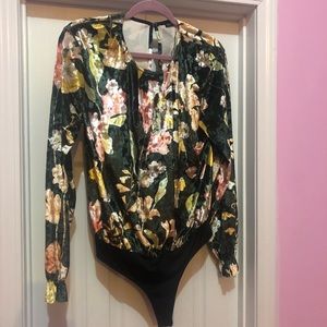 Zara velvet flower bodysuit